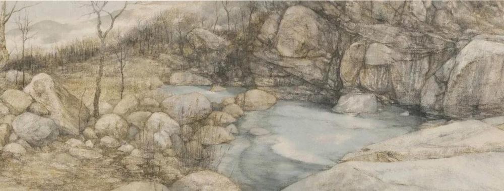 5党震丨汶河早春图(局部)丨50cm×800cm丨纸本设色丨2016年.jpg
