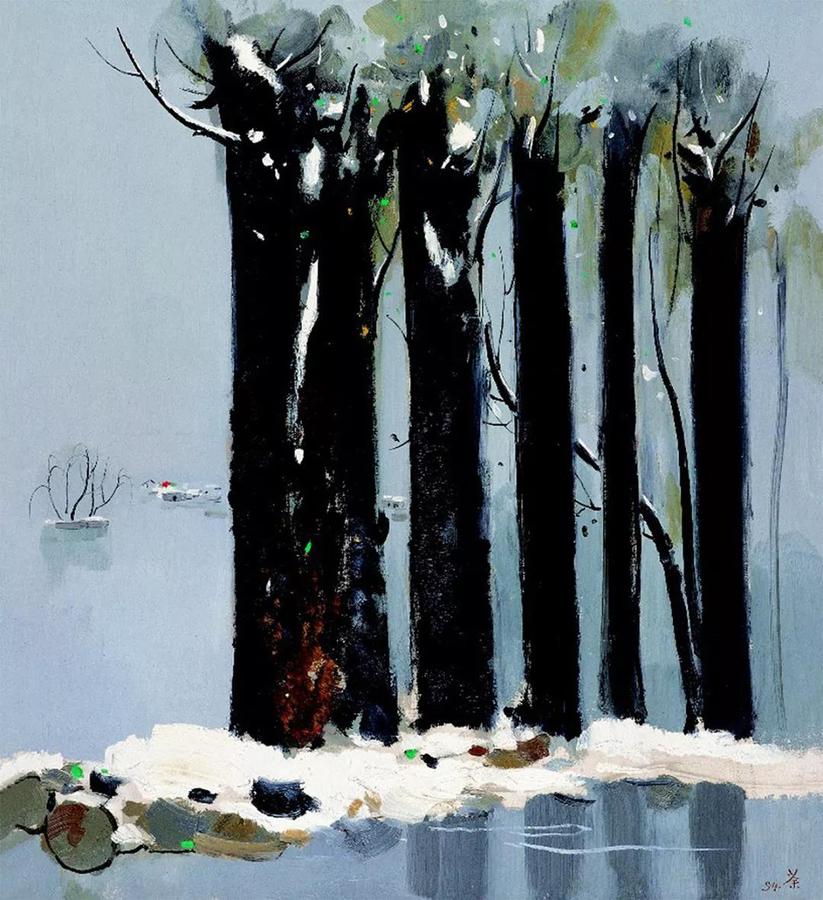 吴冠中,北京雪,布面油彩,100×90厘米,1994年,龙美术馆.jpg