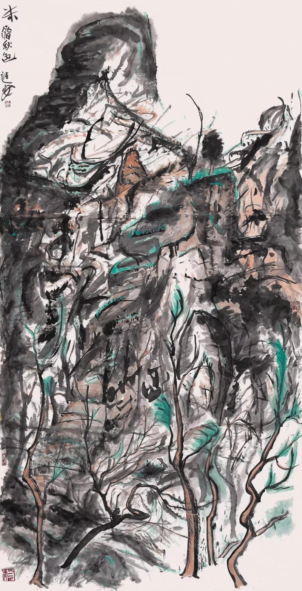 18刘进安丨米脂秋色丨136cm×69cm丨纸本水墨丨2014年.jpg